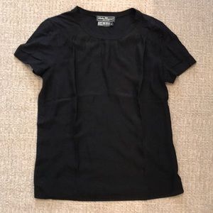 Salvatore Ferragamo Black Cotton/ Silk Tee